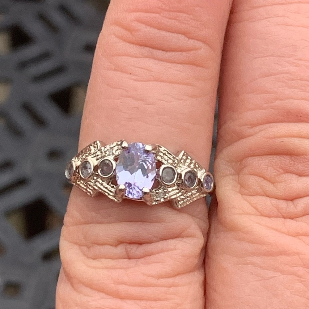 Genuine Natural Tanzanite Oval Cut Solitaire Sterling Silver 925 Ring Size 7 - Picture 4 of 12
